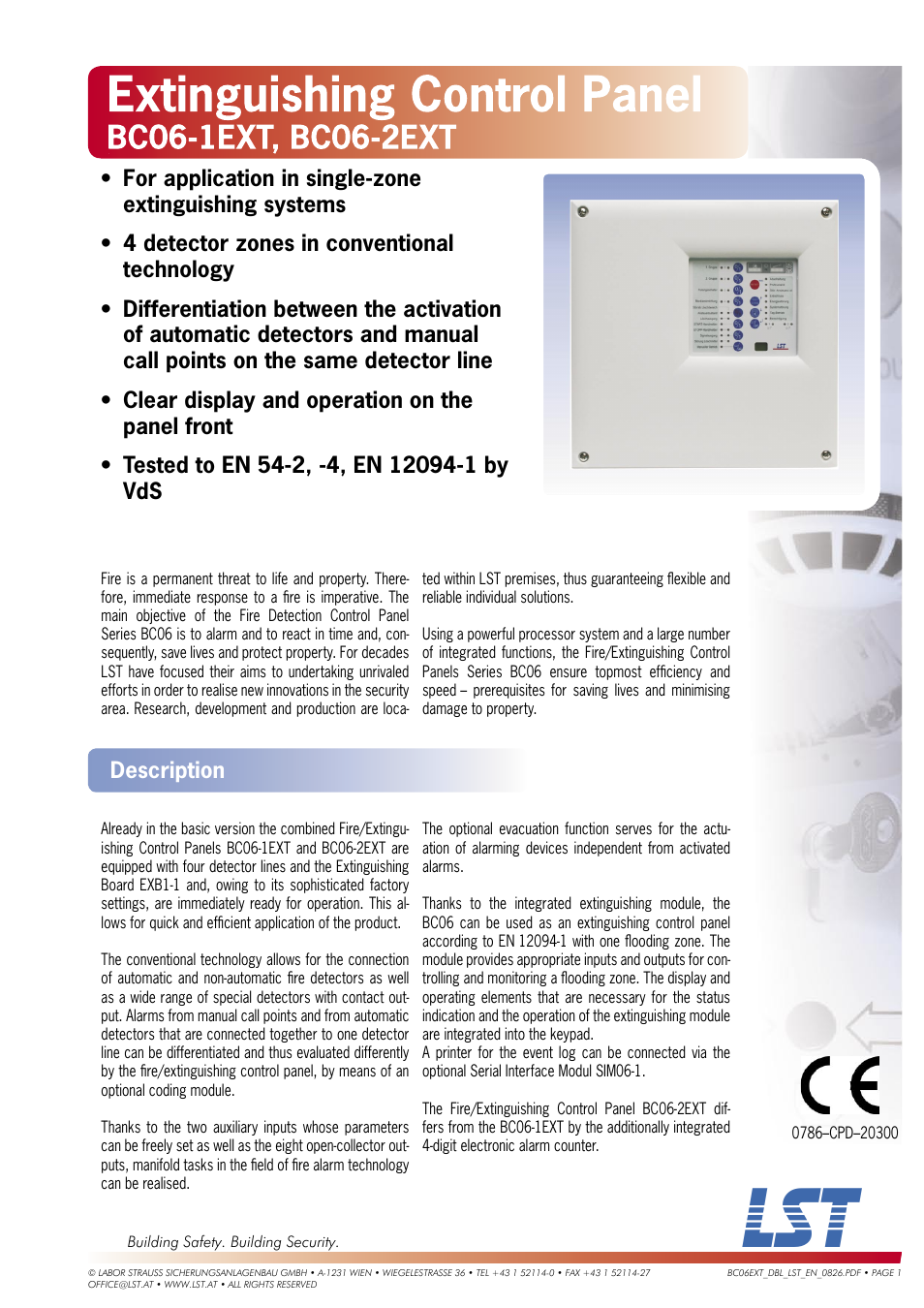 LST Extinguishing Control Panel BC06-1EXT User Manual | 4 pages