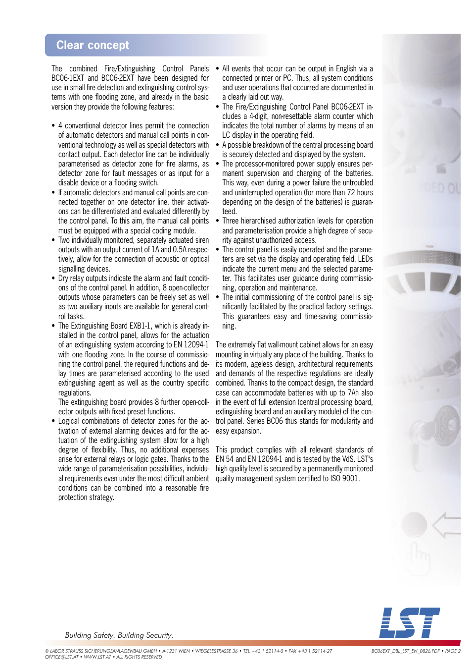 Clear concept | LST Extinguishing Control Panel BC06-1EXT User Manual | Page 2 / 4