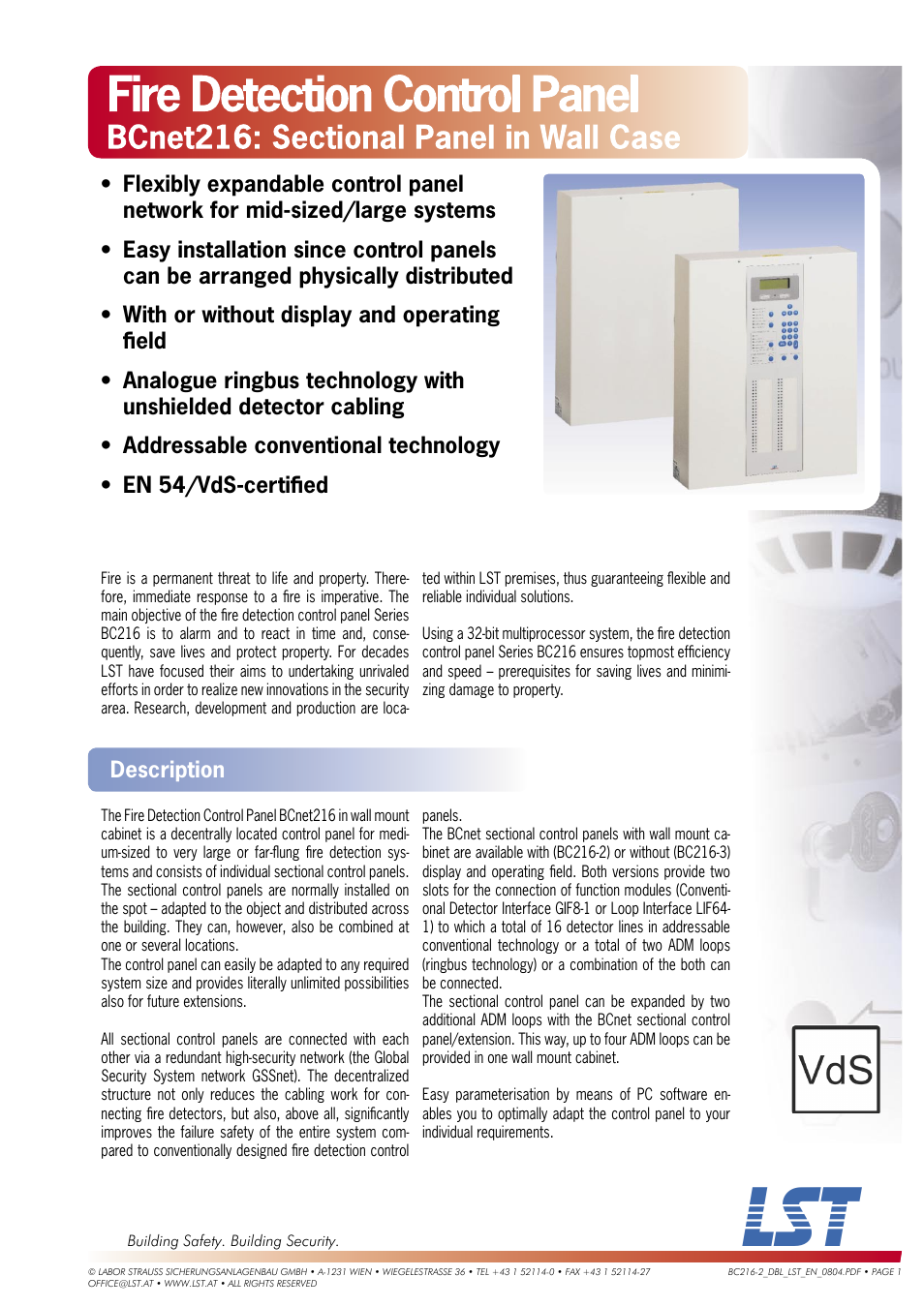 LST Vds EN 54 User Manual | 4 pages