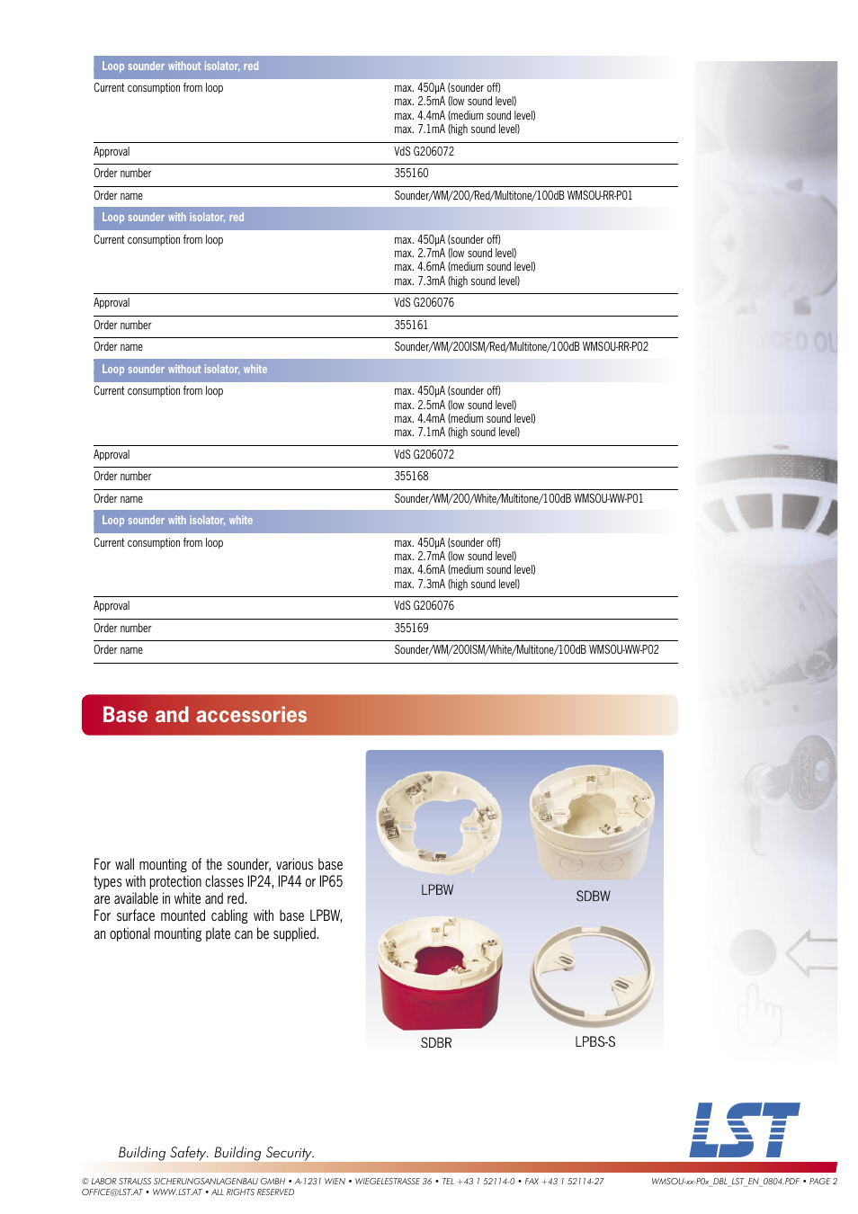 Base and accessories | LST WMSOU-xx-P02 User Manual | Page 2 / 3