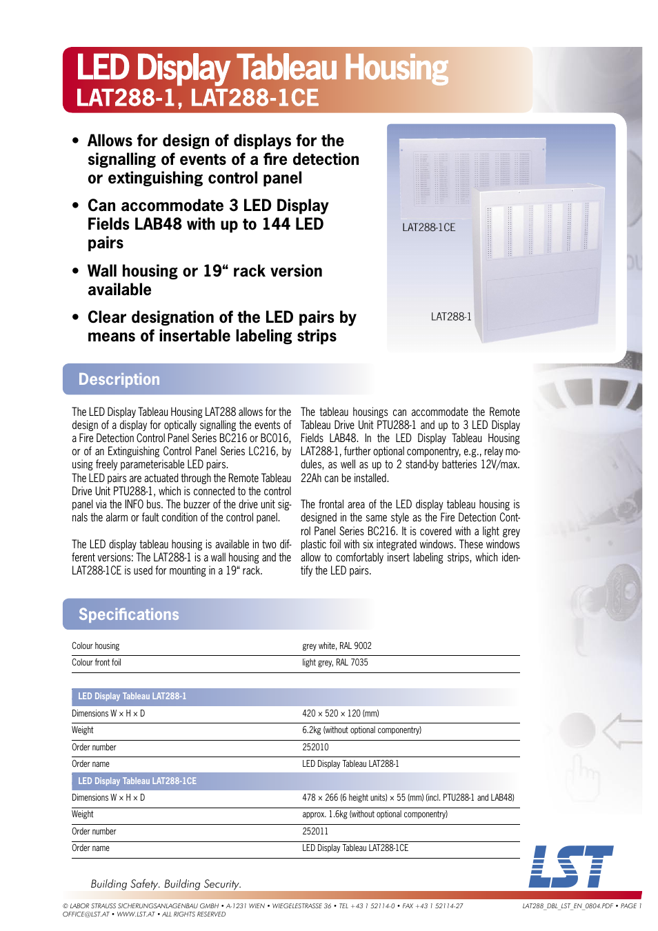 LST LAT288-1 User Manual | 1 page