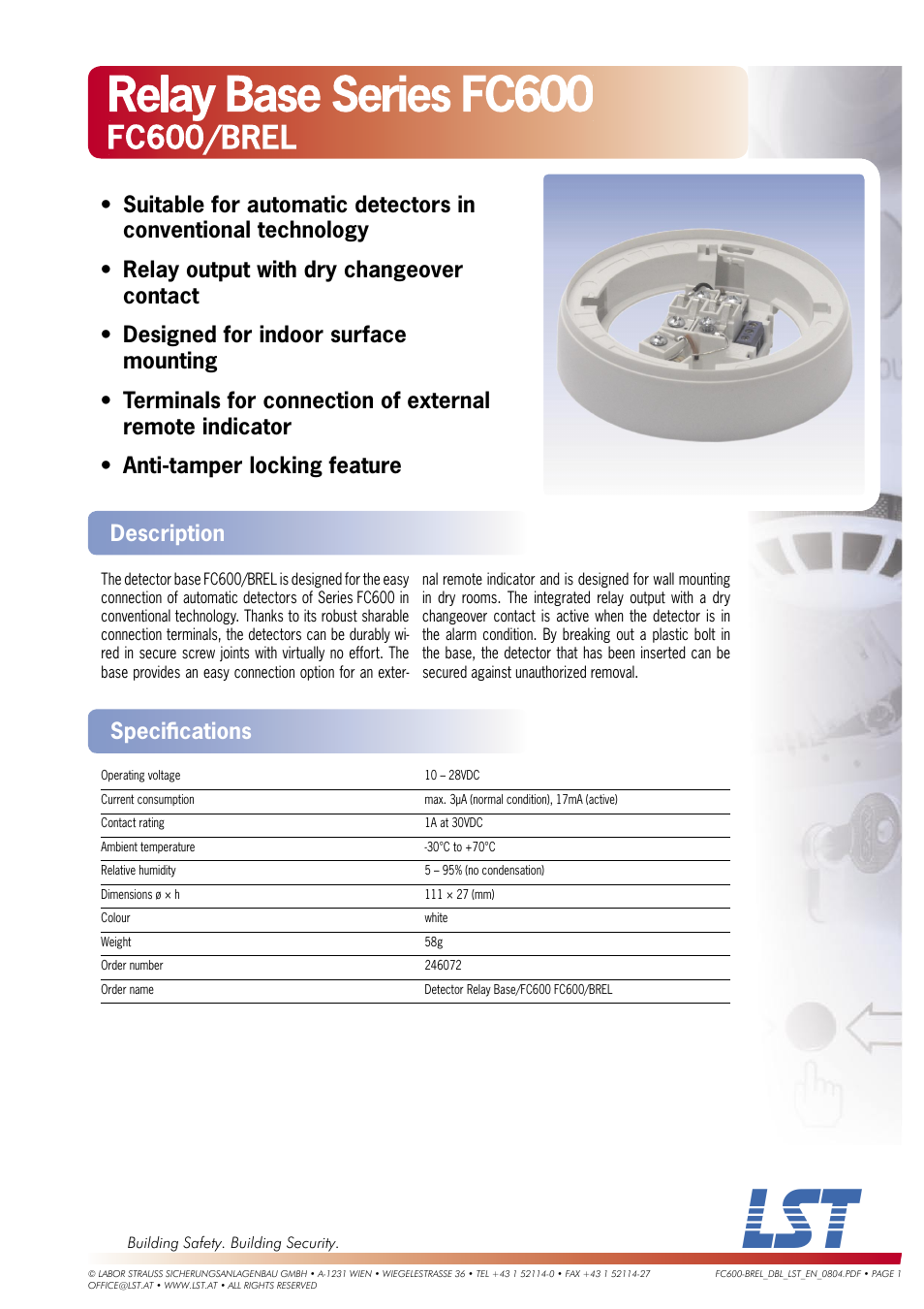 LST FC600/BREL User Manual | 1 page