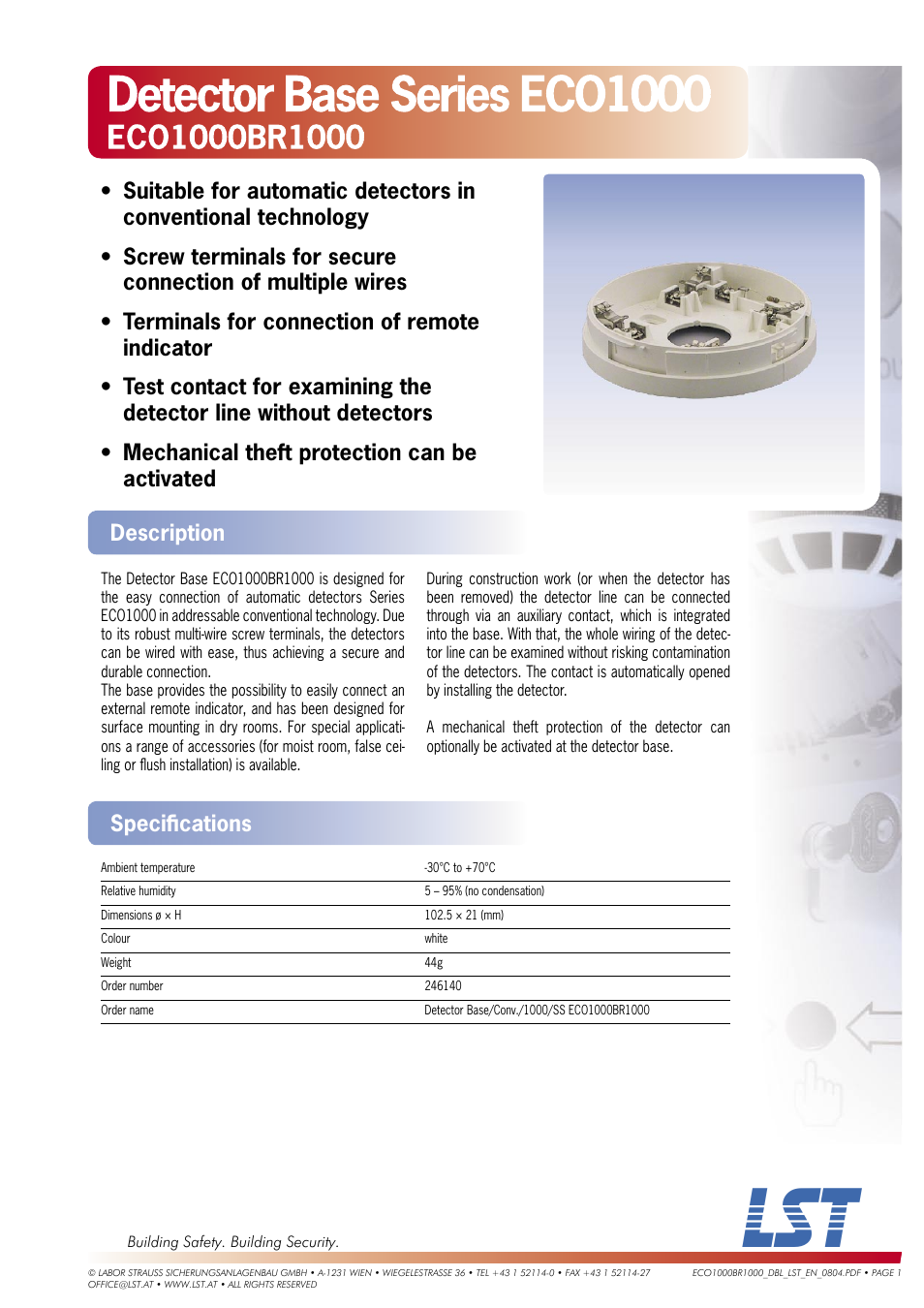 LST ECO1000BR1000 User Manual | 1 page