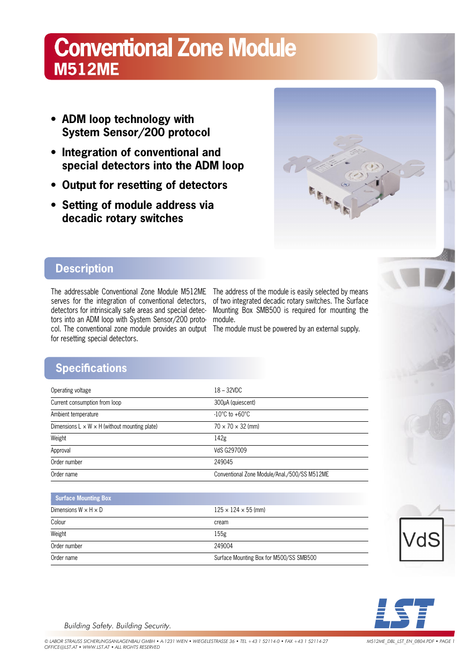 LST Conventional Zone Module M512ME User Manual | 1 page