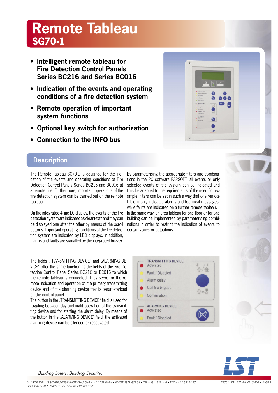 LST SG70-1 User Manual | 2 pages