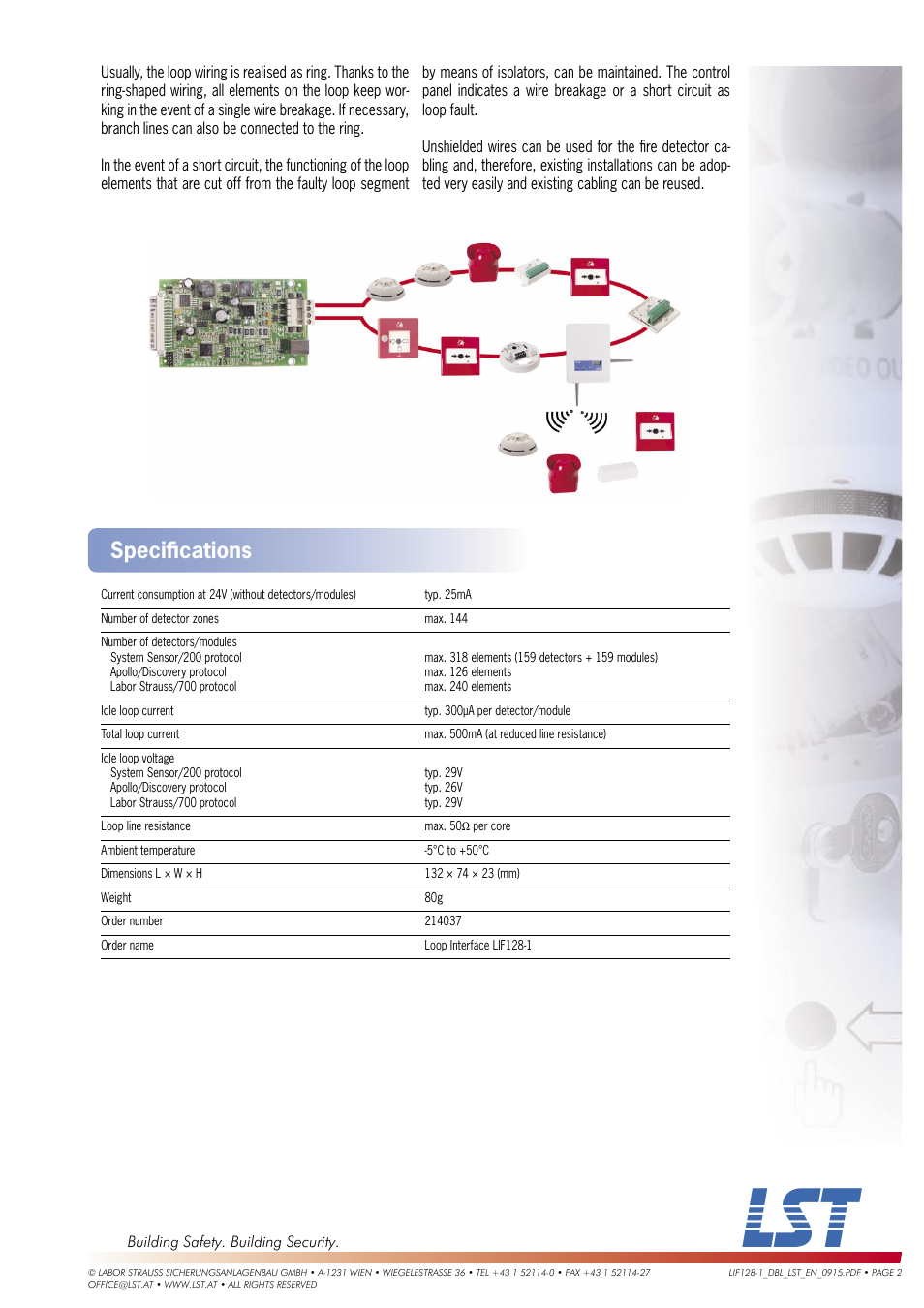 Speciﬁ cations | LST LIF128-1 User Manual | Page 2 / 2