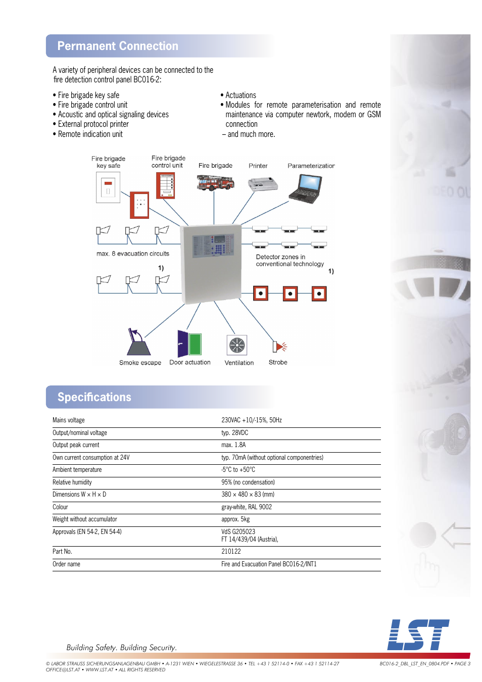 Permanent connection speciﬁ cations | LST BC016-2 User Manual | Page 3 / 3