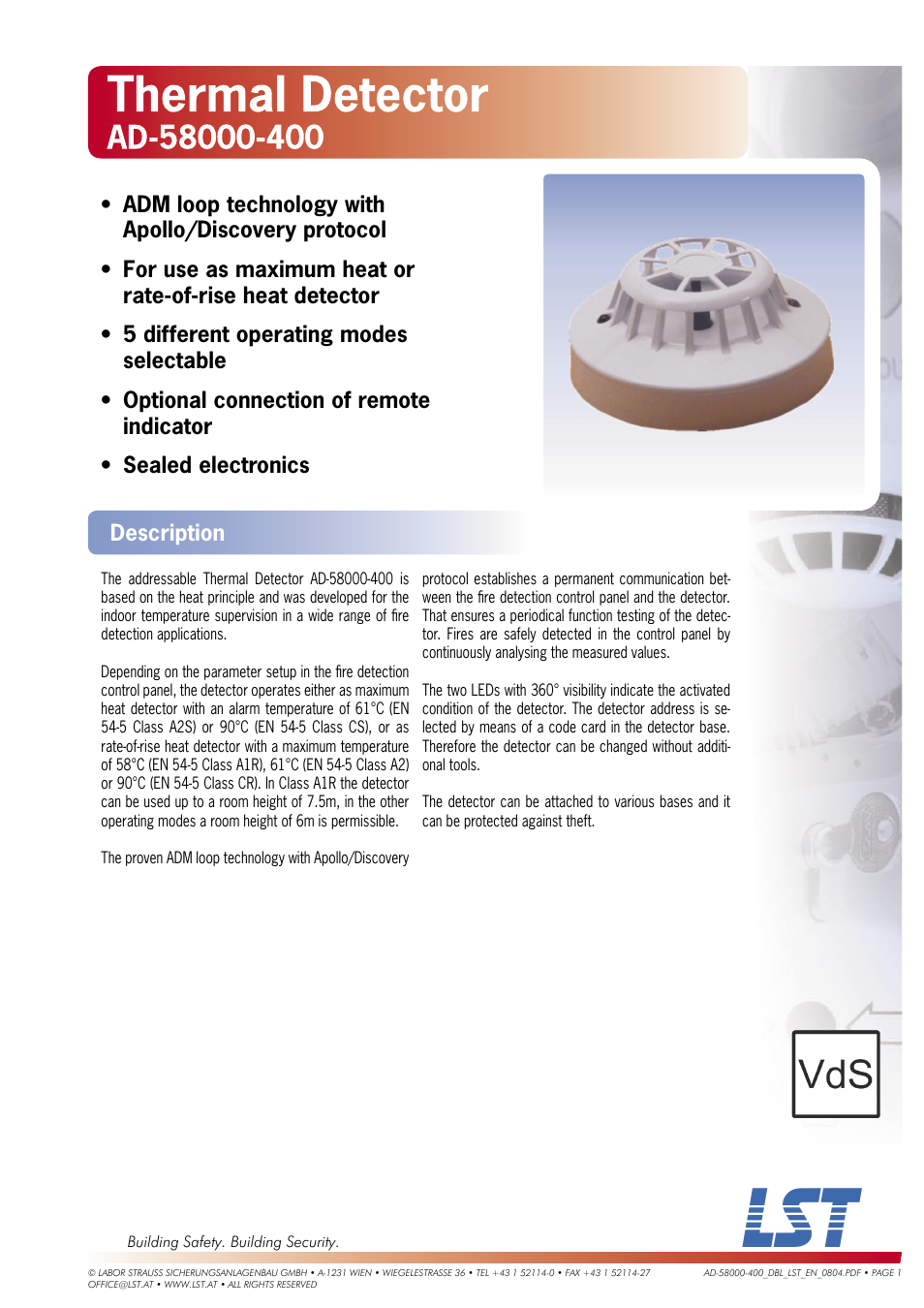 LST AD-58000-400 User Manual | 2 pages