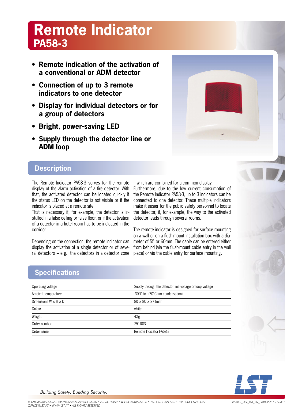 LST PA58-3 User Manual | 1 page