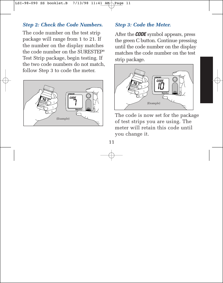 Code | Lifescan SureStep blood glucose monitoring system User Manual | Page 19 / 77