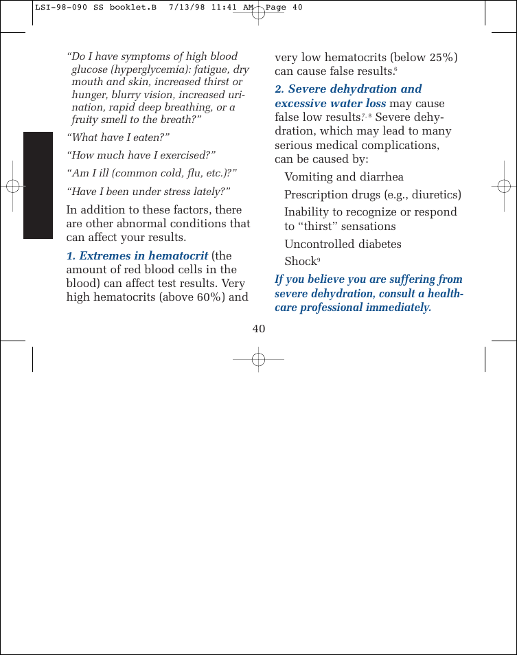 Lifescan SureStep blood glucose monitoring system User Manual | Page 48 / 77
