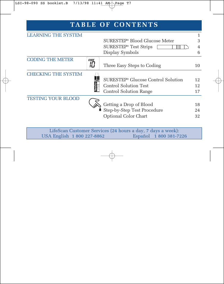 Lifescan SureStep blood glucose monitoring system User Manual | Page 5 / 77
