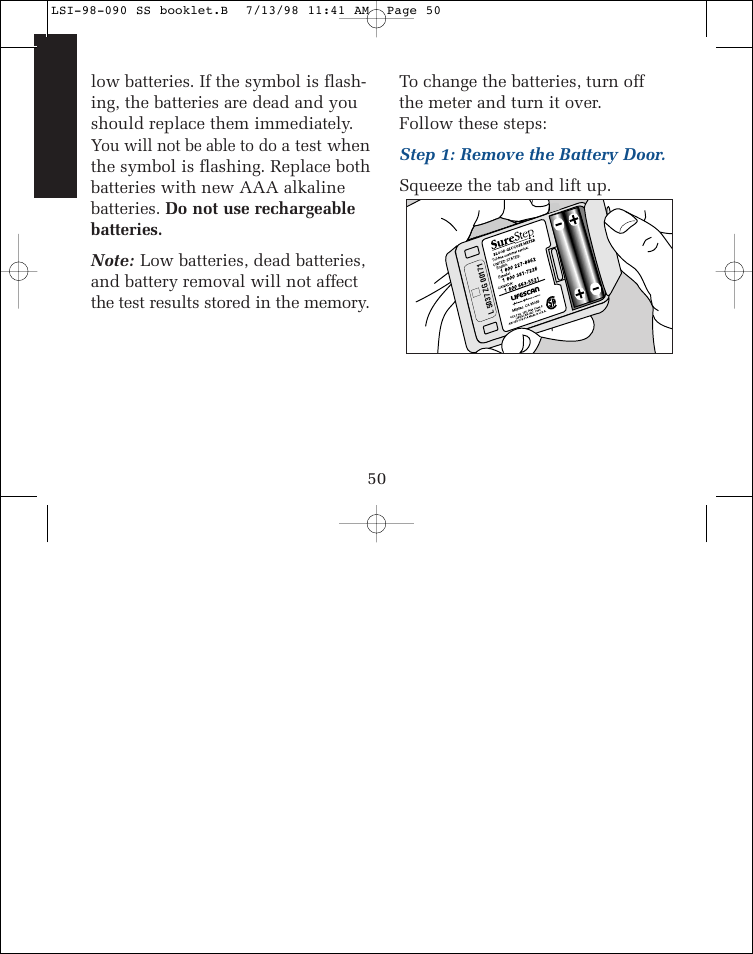 Lifescan SureStep blood glucose monitoring system User Manual | Page 58 / 77