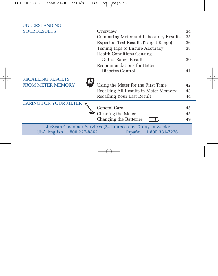 Lifescan SureStep blood glucose monitoring system User Manual | Page 6 / 77