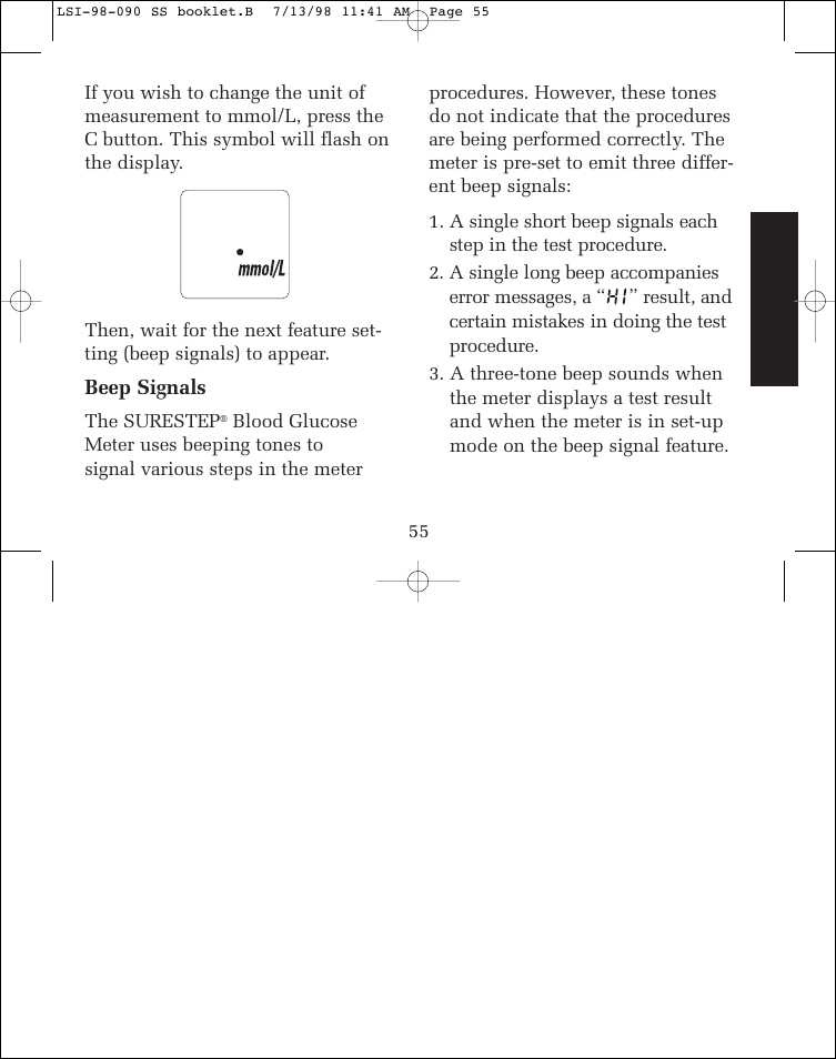 Lifescan SureStep blood glucose monitoring system User Manual | Page 63 / 77