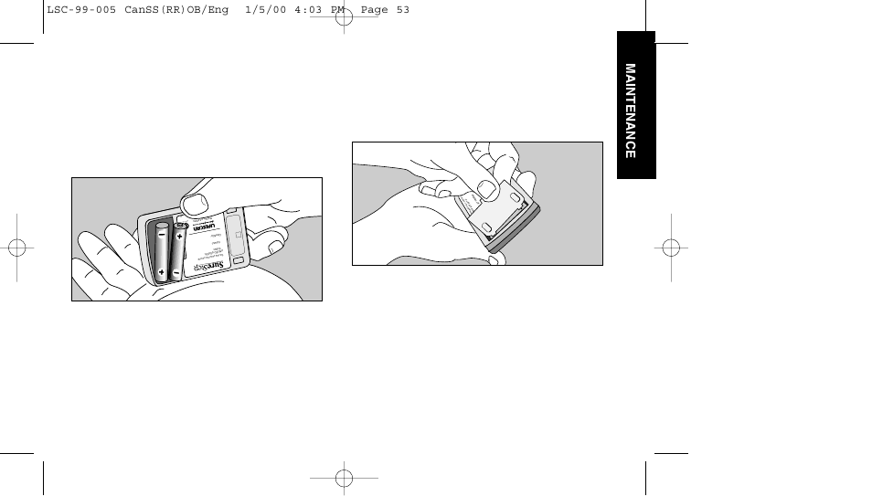 Maintenance, Nr tl /c | Lifescan SureStep User Manual | Page 64 / 90