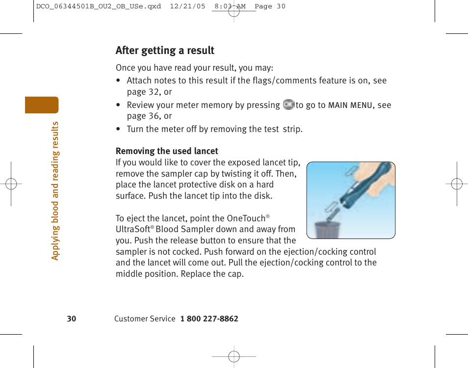 After getting a result | Lifescan Ultra 2 User Manual | Page 36 / 74