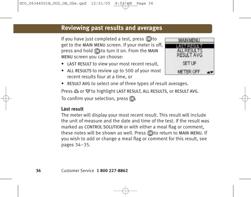 Reviewing past results and averages | Lifescan Ultra 2 User Manual | Page 42 / 74