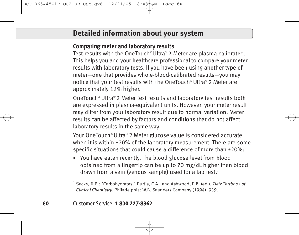 Detailed information about your system | Lifescan Ultra 2 User Manual | Page 66 / 74