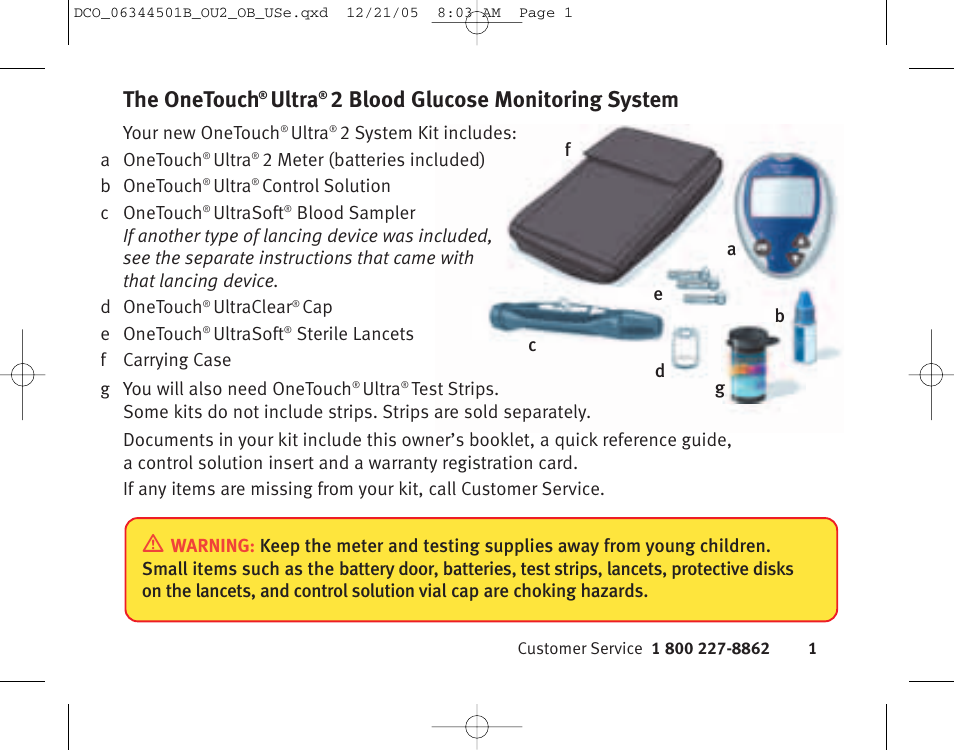The onetouch, Ultra, 2 blood glucose monitoring system | Lifescan Ultra 2 User Manual | Page 7 / 74