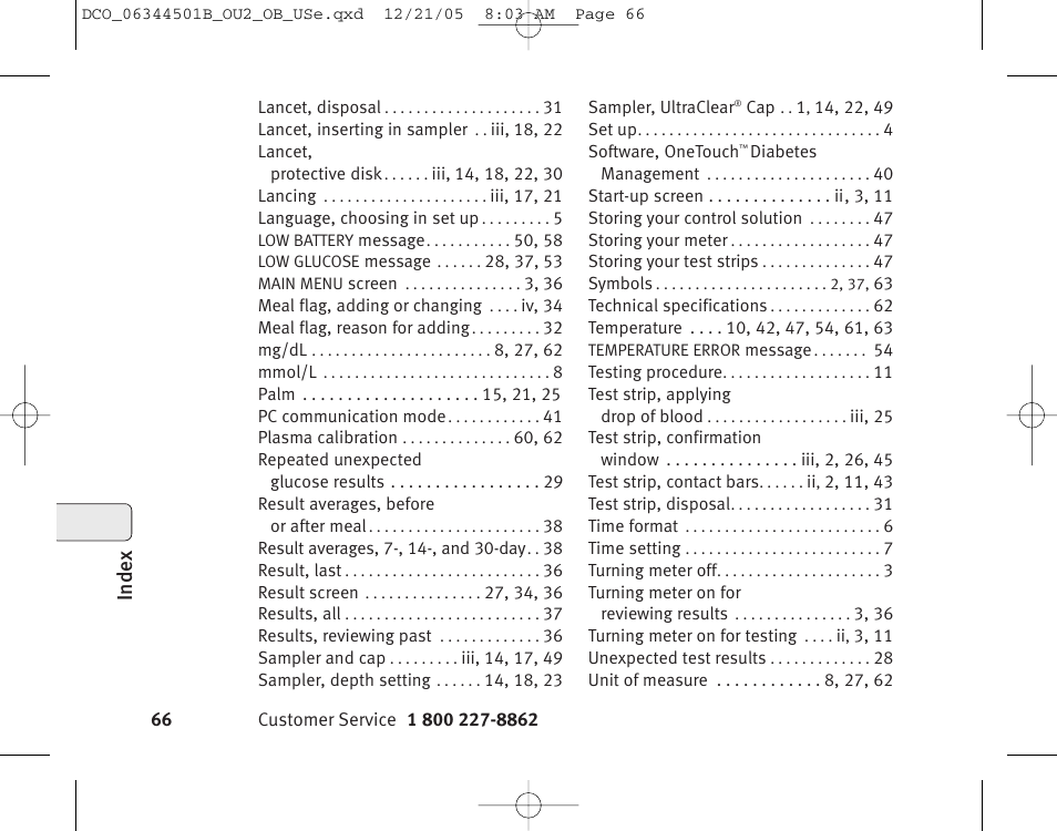 Lifescan Ultra 2 User Manual | Page 72 / 74