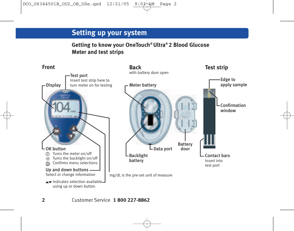 Setting up your system | Lifescan Ultra 2 User Manual | Page 8 / 74