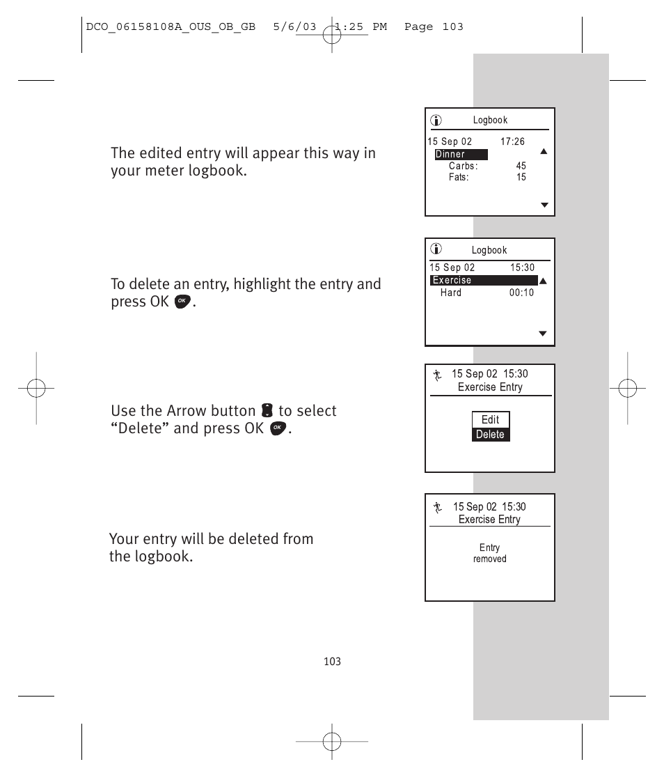Your entry will be deleted from the logbook | Lifescan UltraSmart User Manual | Page 112 / 134