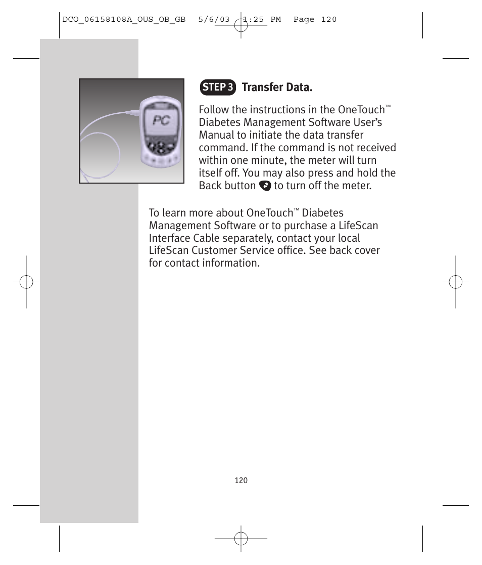 Transfer data | Lifescan UltraSmart User Manual | Page 129 / 134