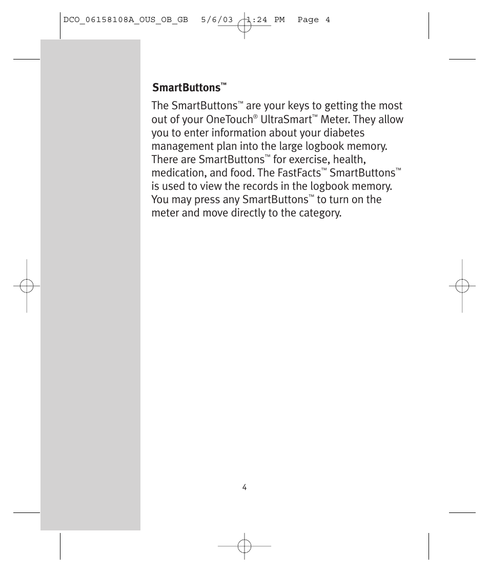 The smartbuttons, Ultrasmart, Smartbuttons | Lifescan UltraSmart User Manual | Page 13 / 134