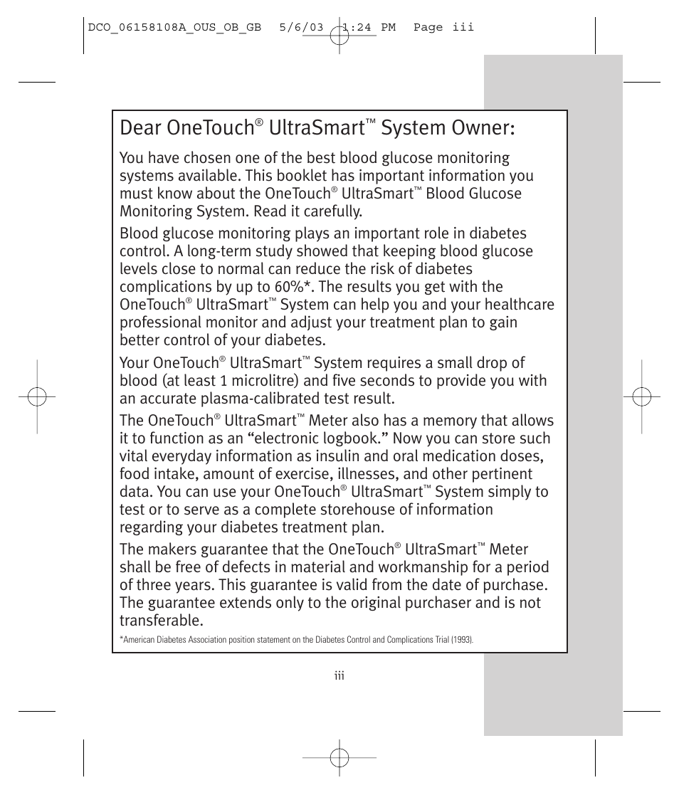 Dear onetouch, Ultrasmart, System owner | Lifescan UltraSmart User Manual | Page 4 / 134