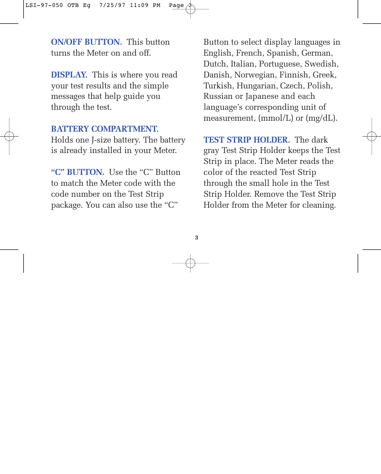 Lifescan ONE TOUCH BASIC BLOOD GLUCOSE MONITORING SYSTEM User Manual | Page 10 / 85