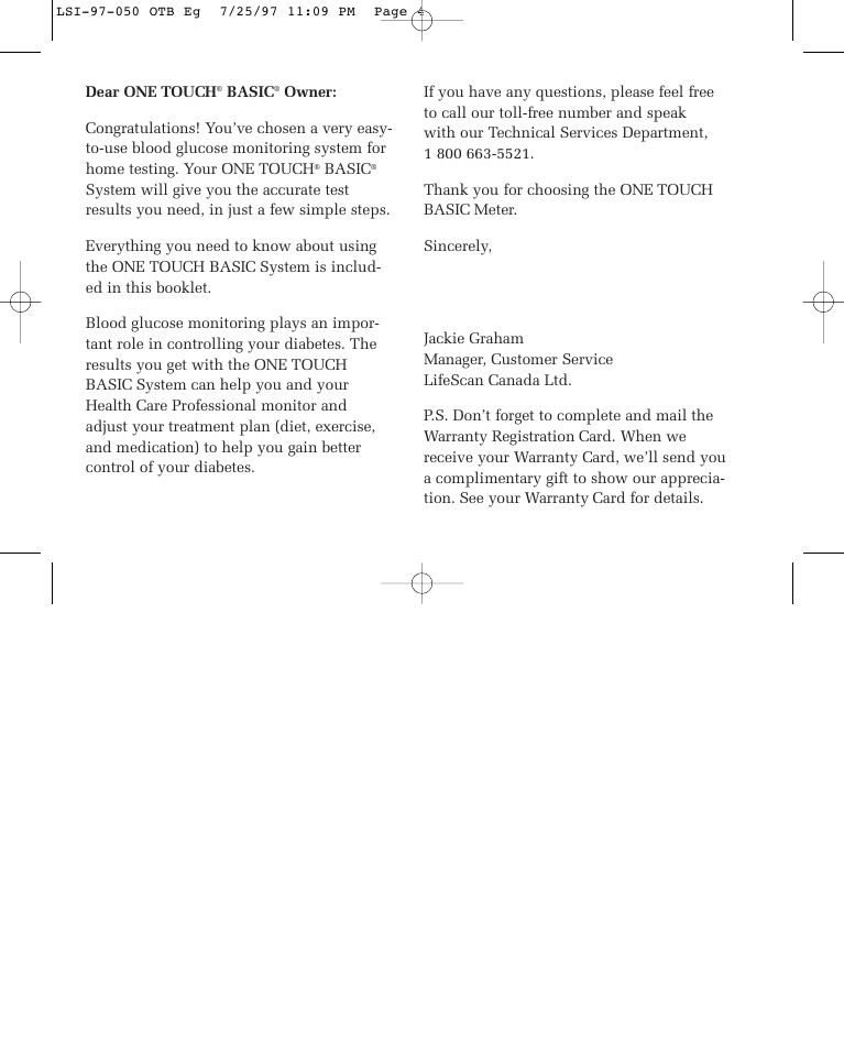 Lifescan ONE TOUCH BASIC BLOOD GLUCOSE MONITORING SYSTEM User Manual | Page 3 / 85