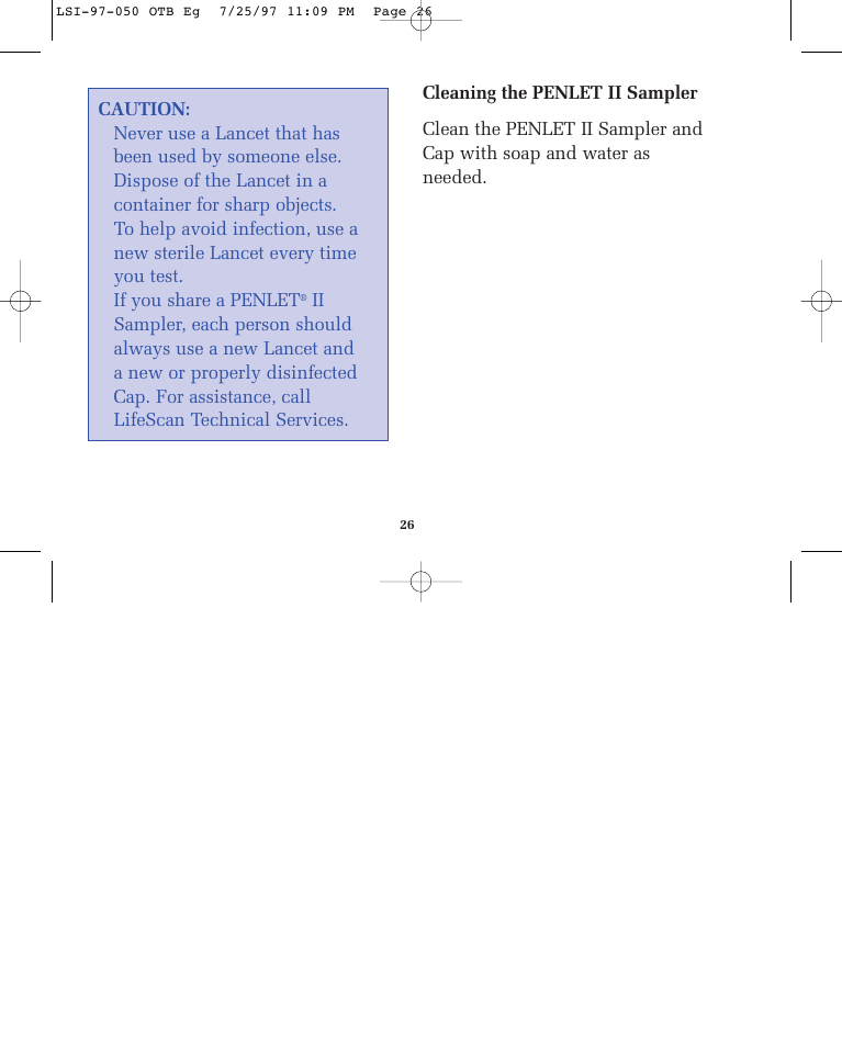 If you share a penlet | Lifescan ONE TOUCH BASIC BLOOD GLUCOSE MONITORING SYSTEM User Manual | Page 33 / 85