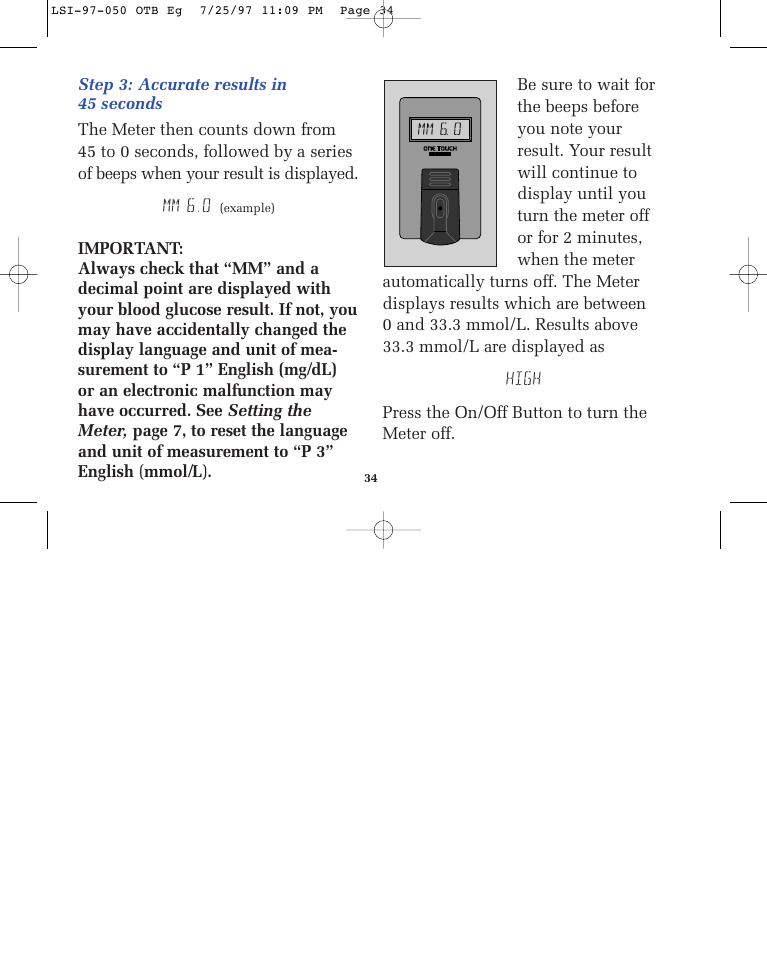 Lifescan ONE TOUCH BASIC BLOOD GLUCOSE MONITORING SYSTEM User Manual | Page 41 / 85