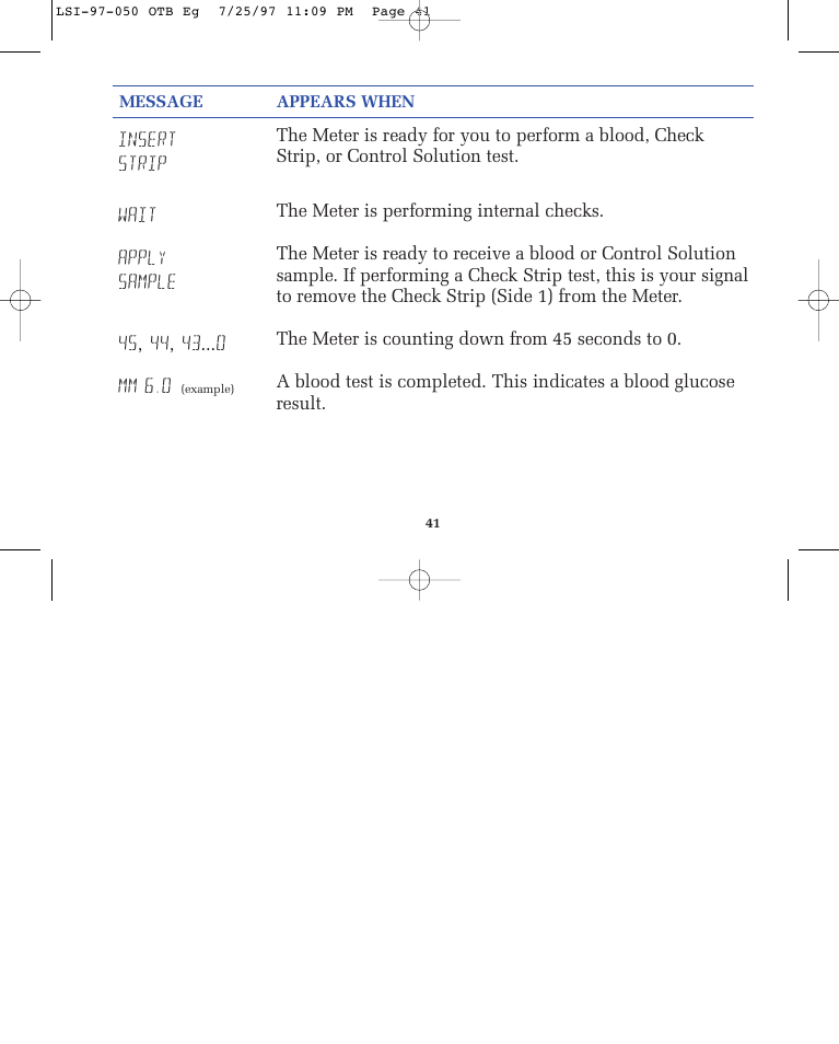 Lifescan ONE TOUCH BASIC BLOOD GLUCOSE MONITORING SYSTEM User Manual | Page 48 / 85
