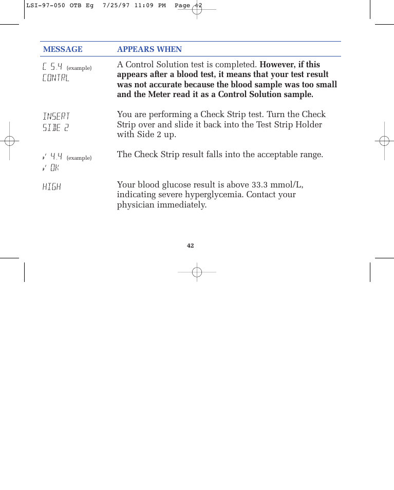 Lifescan ONE TOUCH BASIC BLOOD GLUCOSE MONITORING SYSTEM User Manual | Page 49 / 85
