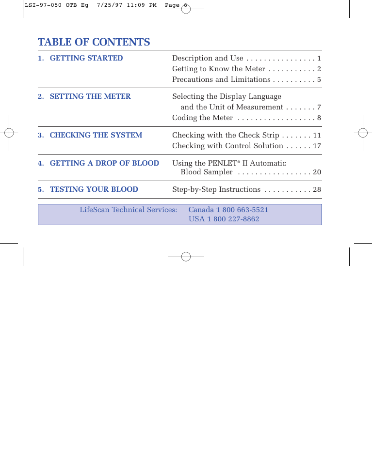 Lifescan ONE TOUCH BASIC BLOOD GLUCOSE MONITORING SYSTEM User Manual | Page 5 / 85