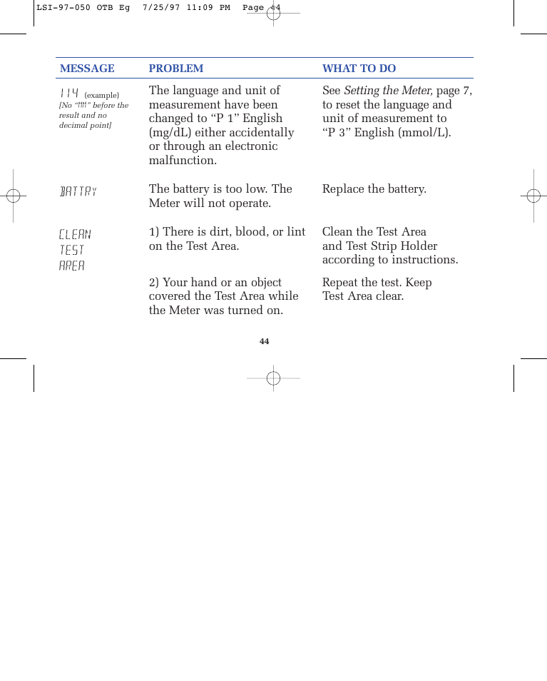 Lifescan ONE TOUCH BASIC BLOOD GLUCOSE MONITORING SYSTEM User Manual | Page 51 / 85