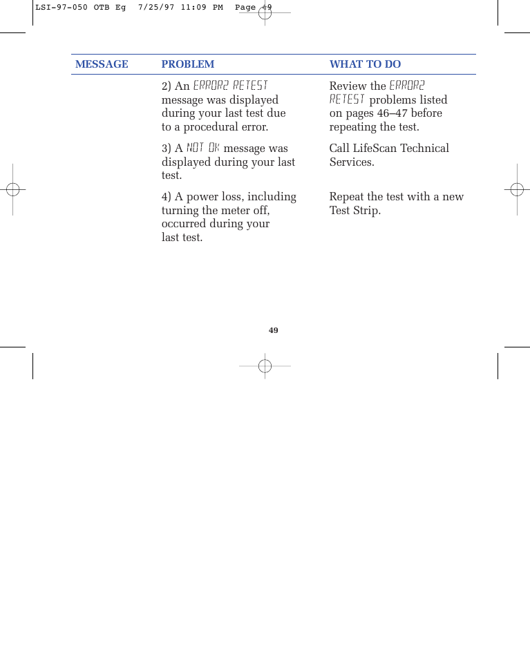 Lifescan ONE TOUCH BASIC BLOOD GLUCOSE MONITORING SYSTEM User Manual | Page 56 / 85