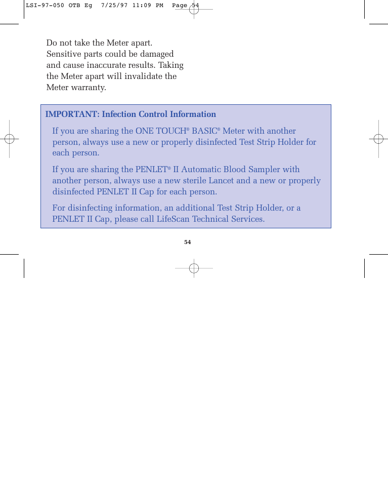 If you are sharing the one touch, Basic, If you are sharing the penlet | Lifescan ONE TOUCH BASIC BLOOD GLUCOSE MONITORING SYSTEM User Manual | Page 61 / 85