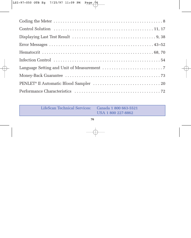 Lifescan ONE TOUCH BASIC BLOOD GLUCOSE MONITORING SYSTEM User Manual | Page 83 / 85