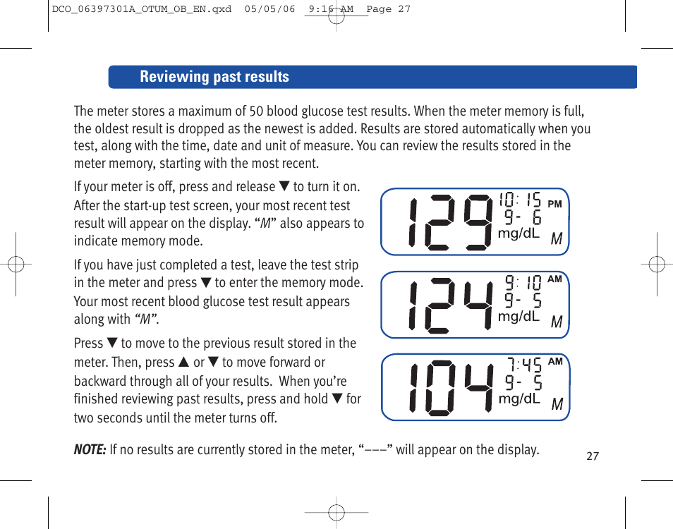 Lifescan ONE TOUCH Profile Blood Glucose Monitoring System User Manual | Page 32 / 55