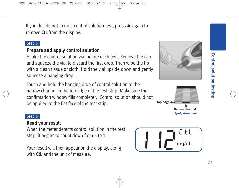 Lifescan ONE TOUCH Profile Blood Glucose Monitoring System User Manual | Page 36 / 55