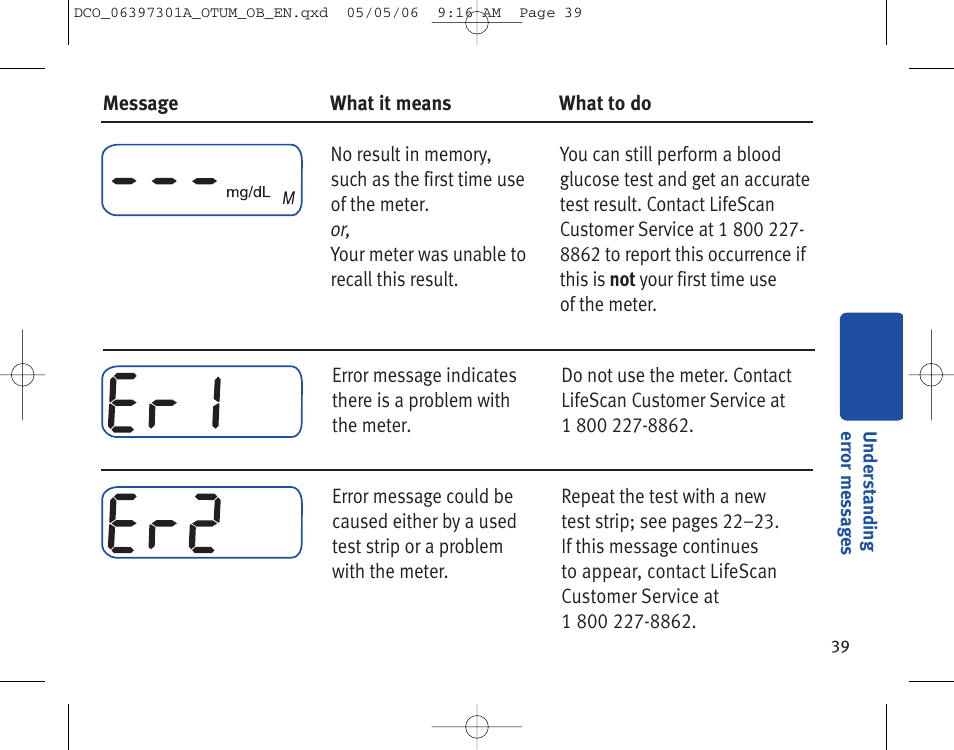 Lifescan ONE TOUCH Profile Blood Glucose Monitoring System User Manual | Page 44 / 55
