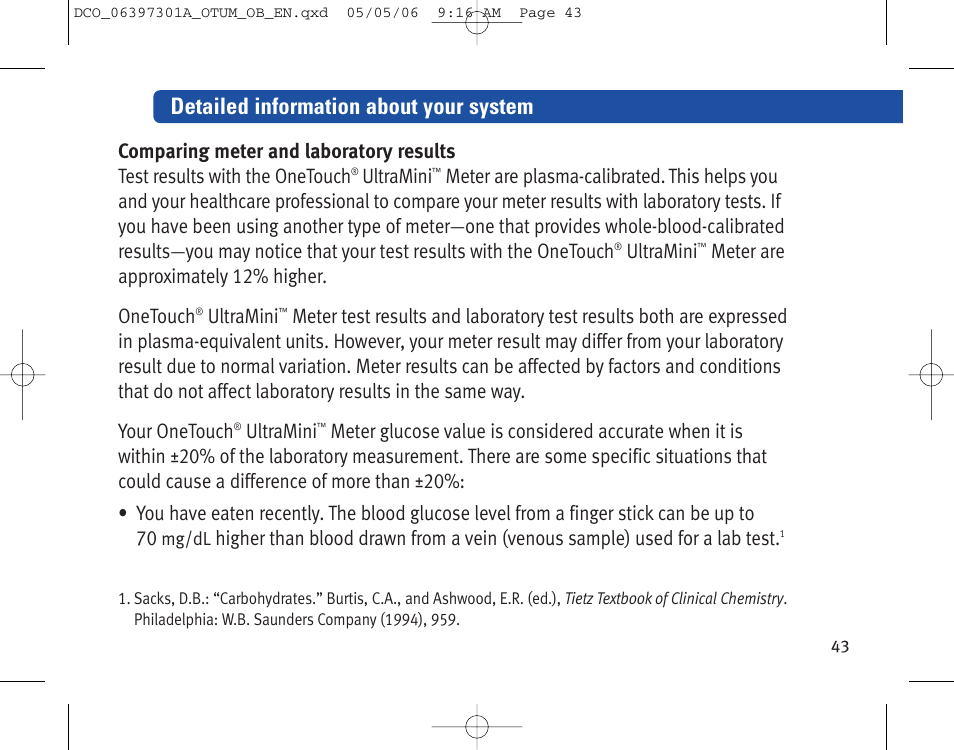 Detailed information about your system | Lifescan ONE TOUCH Profile Blood Glucose Monitoring System User Manual | Page 48 / 55