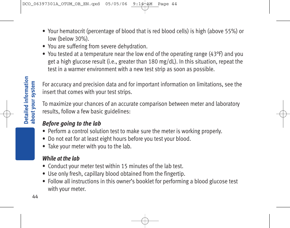 Lifescan ONE TOUCH Profile Blood Glucose Monitoring System User Manual | Page 49 / 55