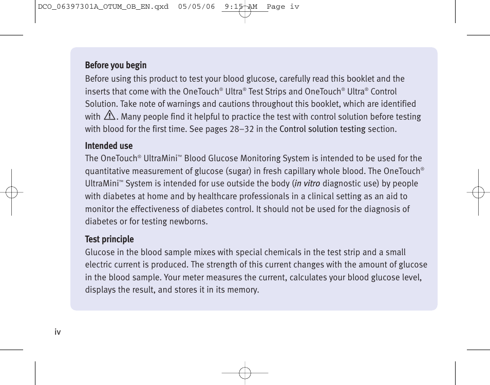 Lifescan ONE TOUCH Profile Blood Glucose Monitoring System User Manual | Page 5 / 55