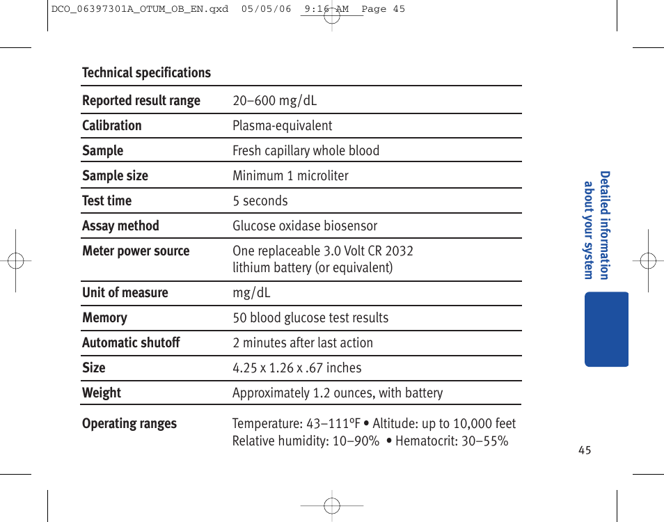 Lifescan ONE TOUCH Profile Blood Glucose Monitoring System User Manual | Page 50 / 55