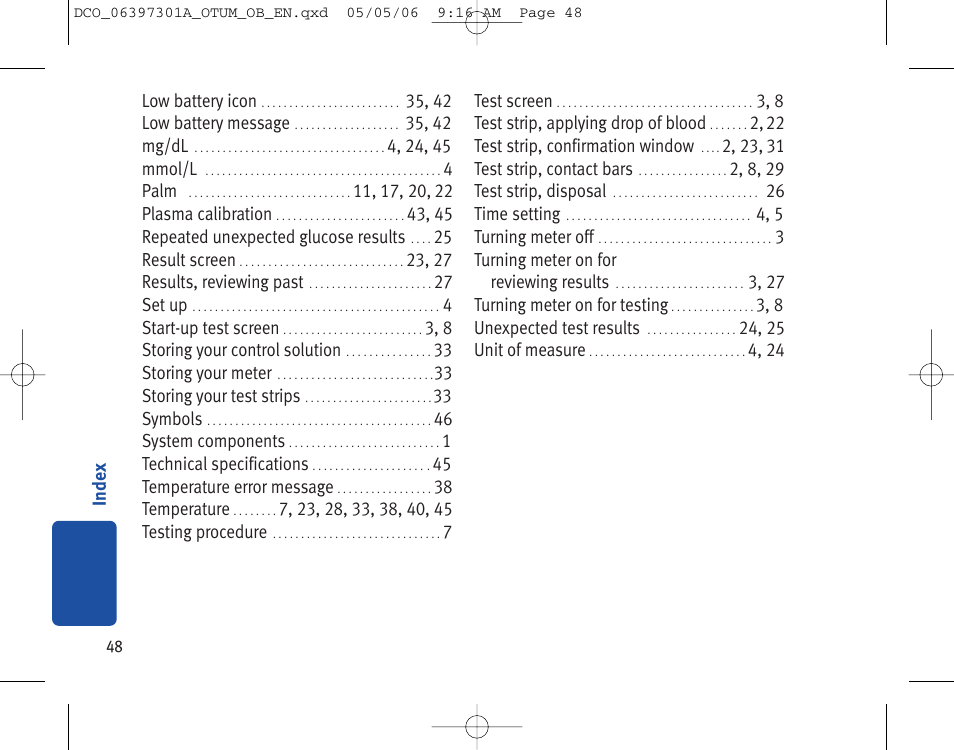 Lifescan ONE TOUCH Profile Blood Glucose Monitoring System User Manual | Page 53 / 55