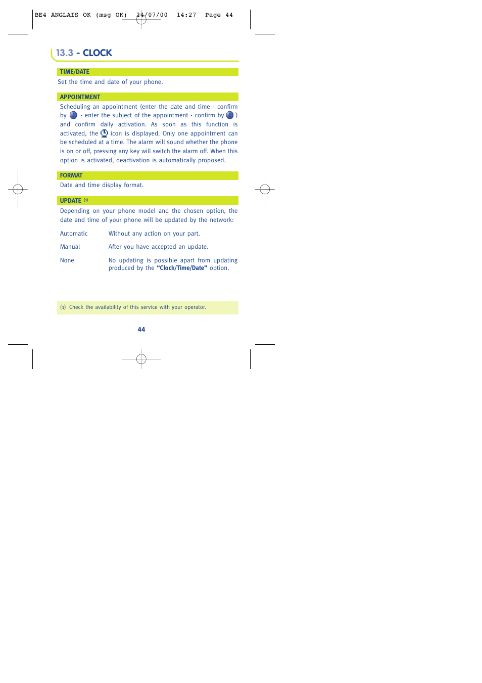 3 - clock | Lifescan 301 User Manual | Page 46 / 64